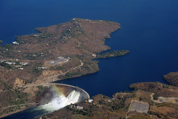 The Kariba Dam, built 1955-1959, holds back the 2100 square mile Lake Kariba