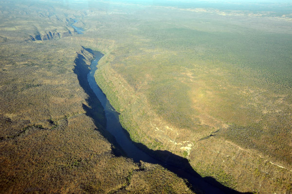 Calm straight section of the Zambezi River Gorge