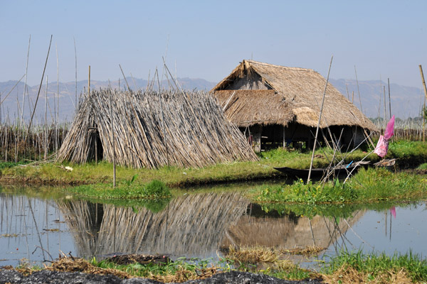 Posts used in the floating gardens of Inle Lake