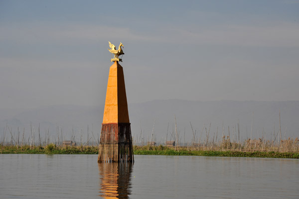 Marker where the Royal Barge of the Phaung Daw U festival sank in 1965