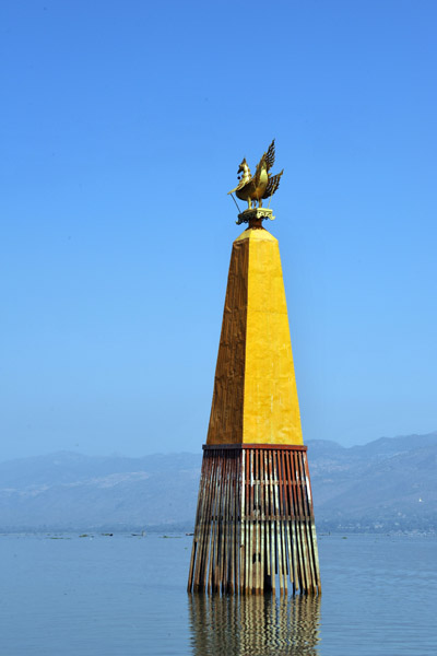 Marker where the Royal Barge of the Phaung Daw U festival sank in 1965