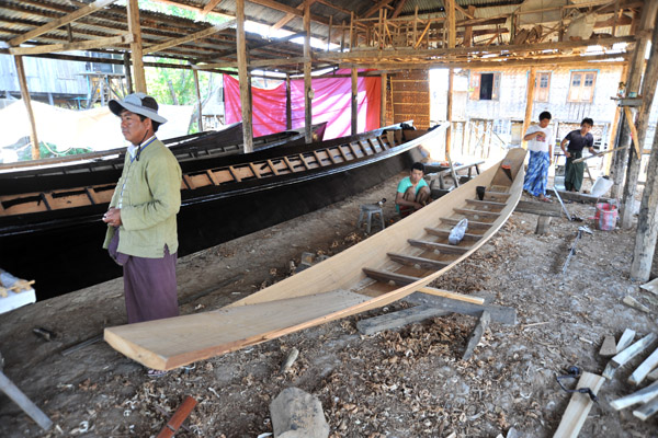 Nam Pan workshop building Inle Lake's traditional canoes and long boats