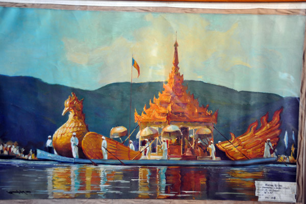 Painting of a Royal Barge on Inle Lake