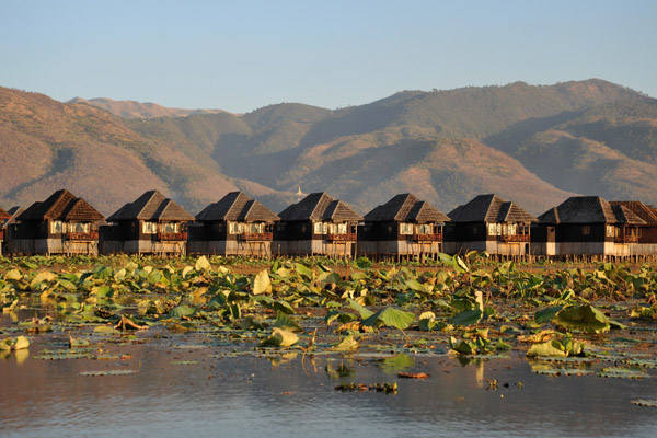 Water bungalows of Myanmar Treasure Resort Inle