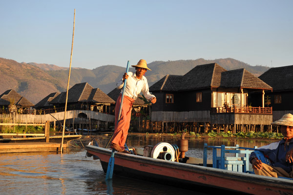 Leg-rower at Myanmar Treasure Resort Inle