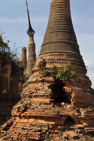 Stupa with a hole bored into it