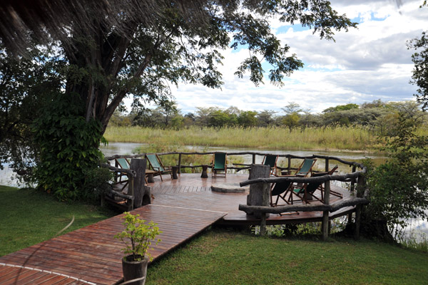 Beautiful deck at Camp Kwando overlooking the river