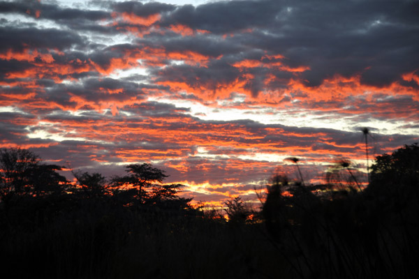 Sunset from Camp Kwando - the nice red color didn't last long