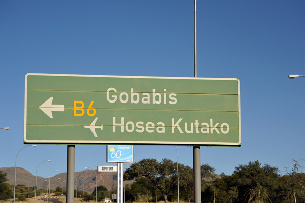 Roadsign for Hosea Kutako Airport