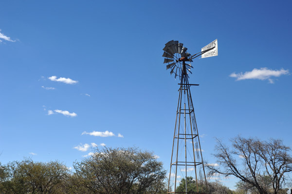 Windmills like this are used to pump groundwater on the farm