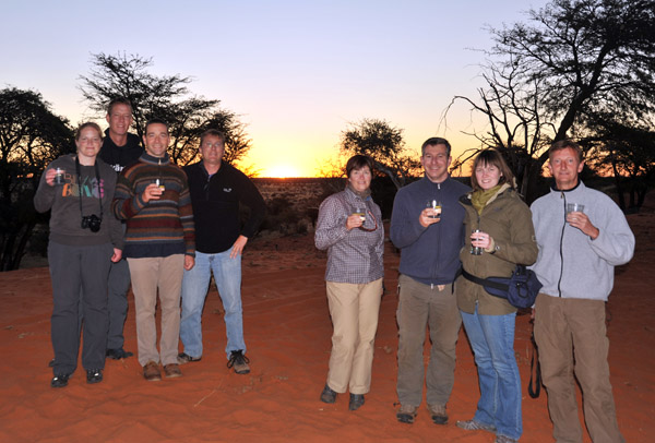 Sundowners on the dune, Farm Olifantwater West