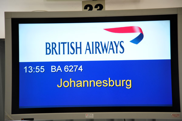 After South African Express cancelled my flight to Cape Town, I headed for Jo'burg on BA