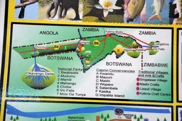 Map of the Caprivi Strip, Namibia