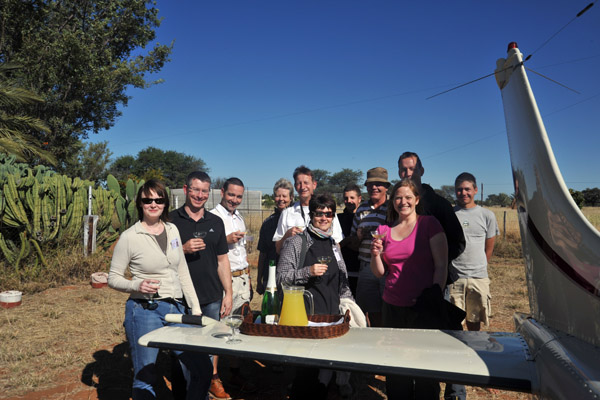 Champagne reception on arrival at Eureka Farm