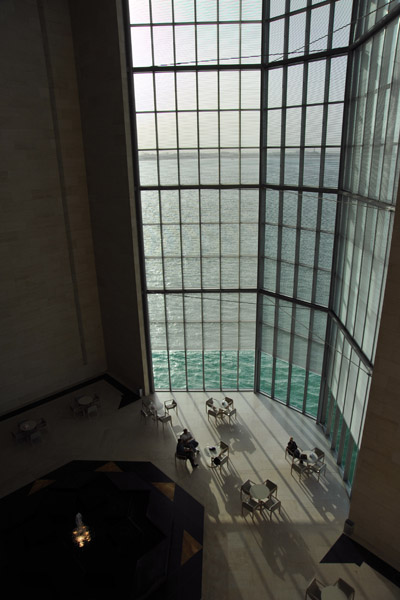 The Gulf through the museum's 45m high glass wall