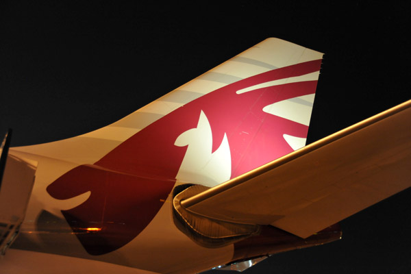 Qatar Airways A330 at DOH, night