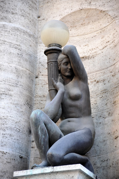 Bronze female nude as lighting fixture