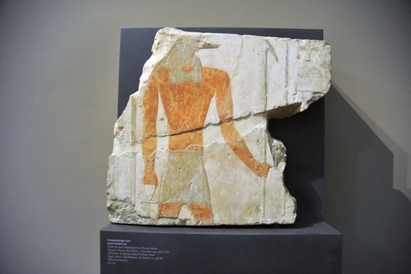 Relief of Anubis, the jackal-headed god of the afterlife from the funerary temple of King Sahure, Old Kingdom 5th Dyn ca 2480 BC
