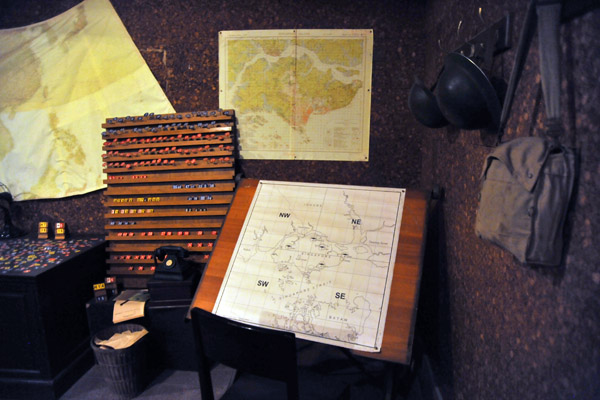 World War II-era maps of Singapore at the Battle Box