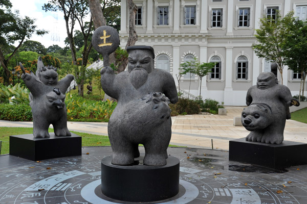 Five Elements sculptures next to the National Museum of Singapore