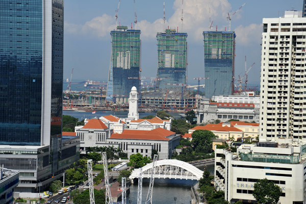 Singapore River, Parliament, and Marina Bay Sands Resort (under construction)