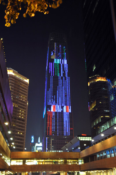 China World Trade Center Tower III at night