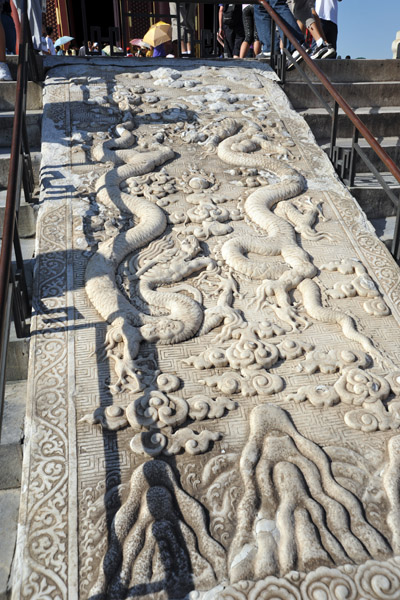 Marble ramp carved with dragons