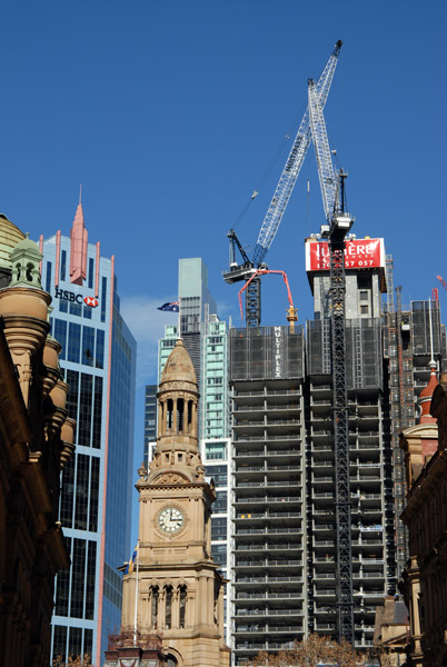 Sydney Town hall during construction of the Lumière Residences