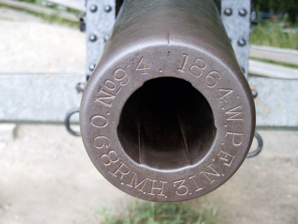 Close up of a cannon barrel dated 1864, Gettysburg