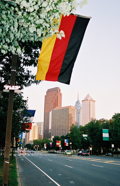 German flag, Benjamin Franklin Parkway