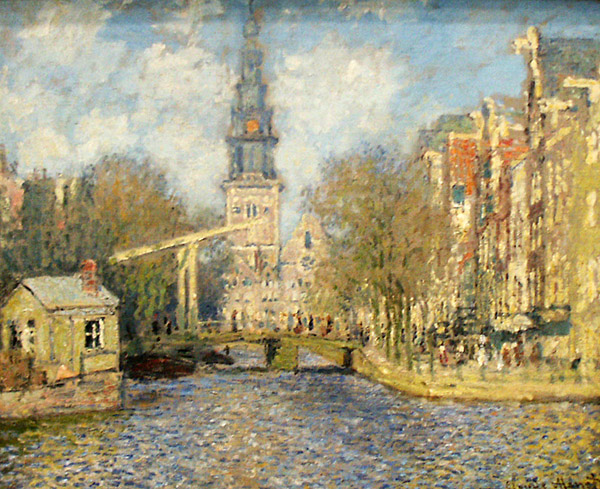 The Zuiderkerk, Amsterdam (Looking up the Groenburgwal) Claude Monet ca 1874