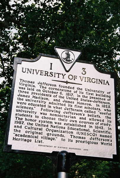 University of Virginia, founded by Thomas Jefferson, 1817