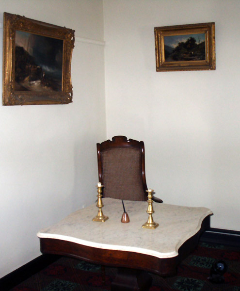 Marble-topped table where General Robert E. Lee signed the surrender document