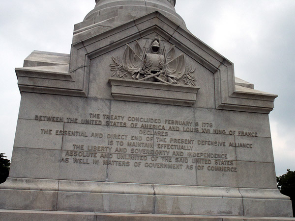 Yorktown Victory Monument - 1778 Treaty between the USA and France