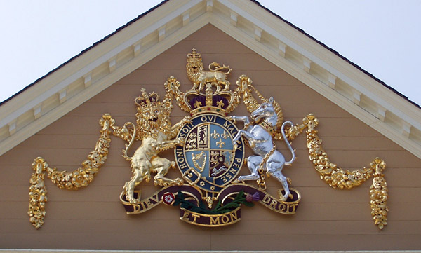 British coat-of-arms on the reconstructed Governor's Palace - Colonial Williamsburg