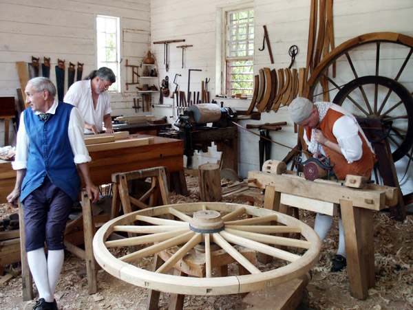 Wheelwright in the Deane Shop, Colonial Williamsburg