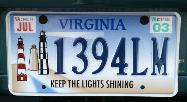 Virginia license plate - Lighthouses