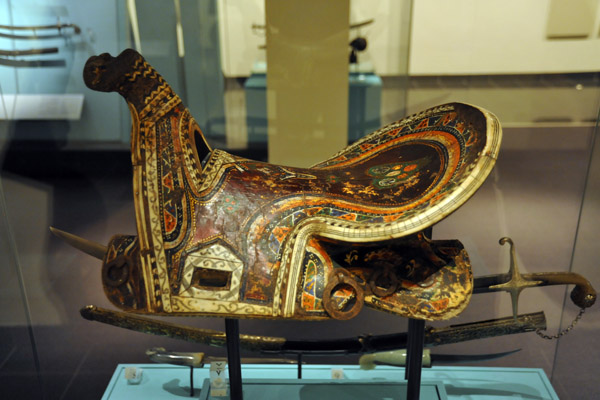 Decorated horse saddle, 18-19th C. Bukhara, Uzbekistan