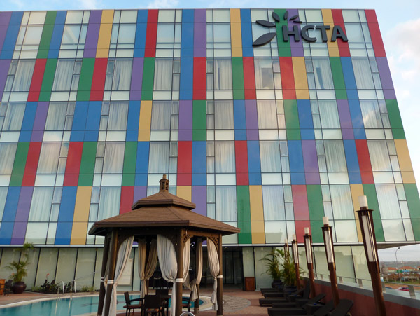 Colorful façade of the Hotel de Convenções de Talatona, Luanda Sul
