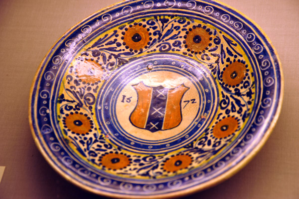 Ceramic dish with the Amsterdam coat-of-arms dated 1572, Frans Hals Museum, Haarlem