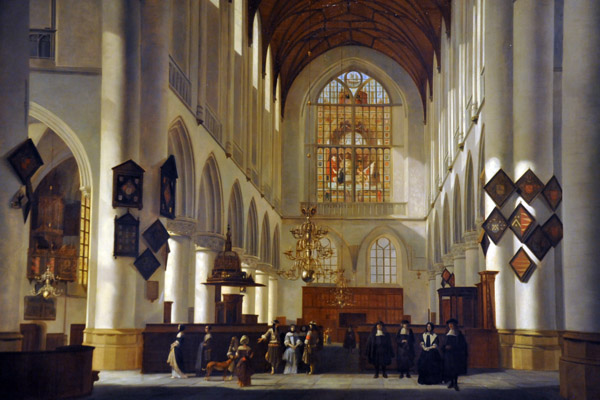 Interior of the Grotekerk (St. Bavo's Church) in Haarlem, westerly aspect, Job Adriaensz Berckheyde, 1668