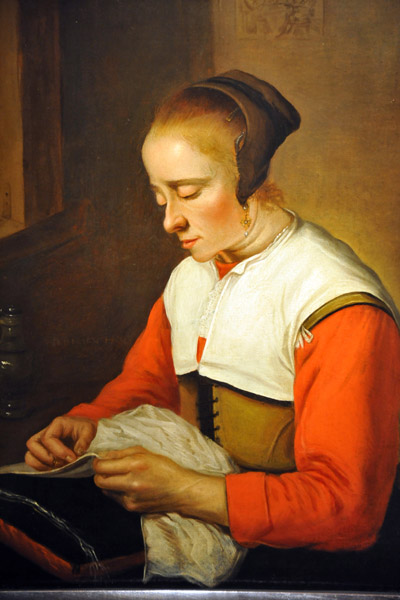 Woman Sewing, Reinier Fransz Hals, ca 1650