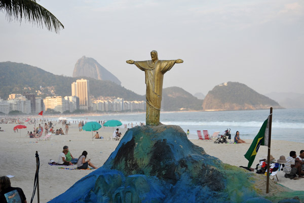Cristo Redentor on a sand mountain, Copacabana Beach