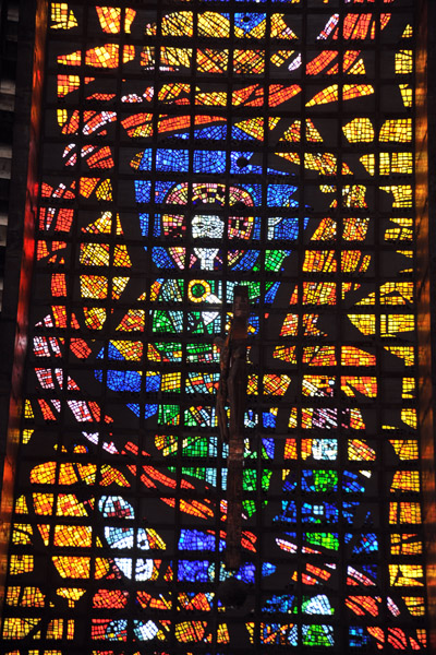 The 4 stained glass windows are each 64m tall