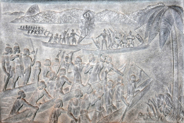 Relief carving - the arrival of the Portuguese in Rio de Janeiro