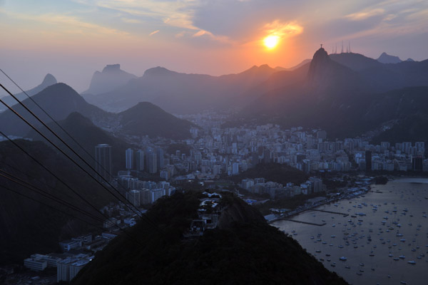 Rio de Janeiro sunset from the top of Sugarloaf