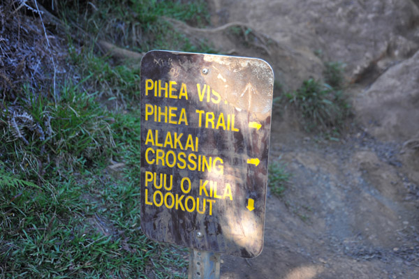 Sign on the Pihea Trail