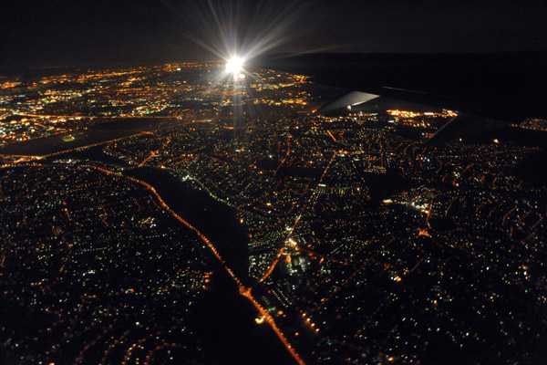 Night flight over Johannesburg