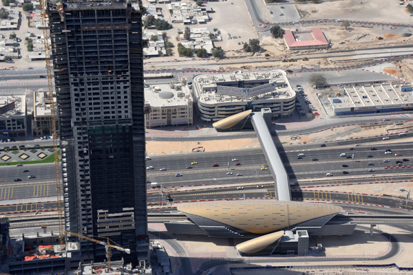 Sheikh Zayed Road and the Burj Khalifa/Dubai Mall Metro Station