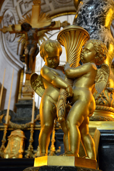 Baroque ornamentation, golden cherubs, Baroque Altar, glise du Dme